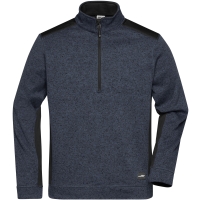 Men's Knitted Workwear Fleece Half-Zip - STRONG - - Carbon melange/black