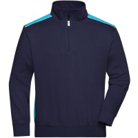 Workwear Half-Zip Sweat - COLOR - - Navy/turquoise