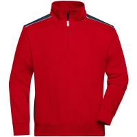 Workwear Half-Zip Sweat - COLOR - - Red/navy