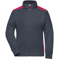 Ladies' Workwear Sweat Jacket - COLOR - - Carbon/red