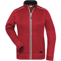 Ladies' Knitted Workwear Fleece Jacket - SOLID - - Red melange/black