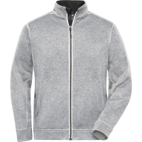 Men's Knitted Workwear Fleece Jacket - SOLID - - White melange/carbon