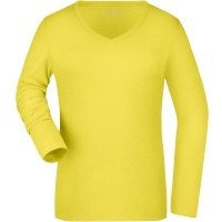 Ladies' Stretch V-Shirt Long-Sleeved - Yellow