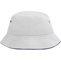 Fisherman Piping Hat for Kids - White/navy