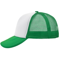 5 Panel Polyester Mesh Cap - White/fern green