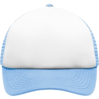 5 Panel Polyester Mesh Cap for Kids - White/light blue
