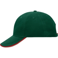 6 Panel Double Sandwich Cap - Dark green/red/dark khaki