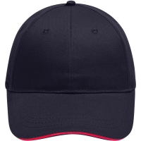 6 Panel Brushed Sandwich Cap - Navy/red