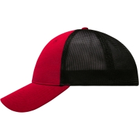 6 Panel Elastic Fit Mesh Cap - Red/black