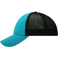 6 Panel Elastic Fit Mesh Cap - Turquoise/black