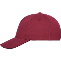 5 Panel Sandwich Cap Bio Cotton - Burgundy/black