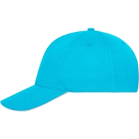 5 Panel Sandwich Cap Bio Cotton - Turquoise/white