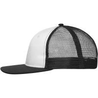 6 Panel Flat Peak Cap - White/black