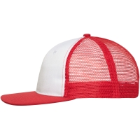 6 Panel Flat Peak Cap - White/red