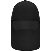 6 Panel Cap with Neck Guard - Black