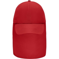6 Panel Cap with Neck Guard - Red