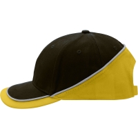 6 Panel Turbo Piping Cap - Black/gold yellow/lightgrey