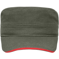 Military Sandwich Cap - Olive/red