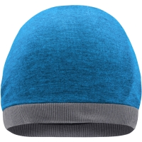 Heather Summer Beanie - Turquoise melange/dark grey