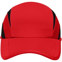 3 Panel Sports Cap - Tomato/black