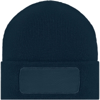 Knitted Beanie with Patch - Navy