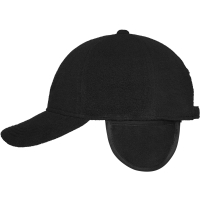 6 Panel Fleece Cap with Earflaps - Black