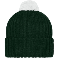 Knitted Cap with Pompon - Dark green/white