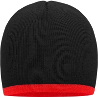 Beanie with Contrasting Border - Black/red