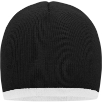 Beanie with Contrasting Border - Black/white