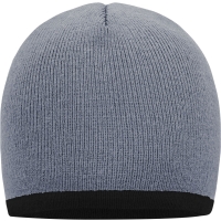Beanie with Contrasting Border - Light grey/black