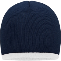 Beanie with Contrasting Border - Navy/white