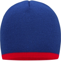 Beanie with Contrasting Border - Royal/red