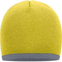 Beanie with Contrasting Border - Yellow/light grey