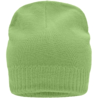 Knitted Beanie with Fleece Inset - Lime Green