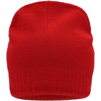 Knitted Beanie with Fleece Inset - Red