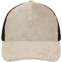 6 Panel Corduroy-Mesh Cap  Organic Cotton - Sandstone/black