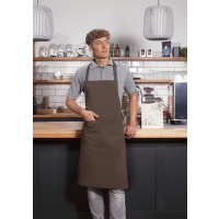 Bib Apron Basic with Buckle and Pocket - Light brown