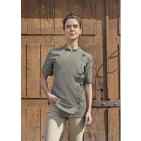 Short-Sleeve Ladies' Chef Jacket Jeans-Style - Vintage moss green