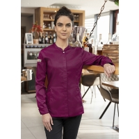 Ladies' Chef Jacket Green-Generation, from Sustainable Material , 72% GRS Certified Recycled Polyester / 28% Conventional Cotton - Aubergine