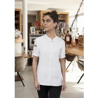 Short-Sleeve Ladies' Chef Jacket Green-Generation, from Sustainable Material , 72% GRS Certified Recycled Polyester / 28% Conventional Cotton - White