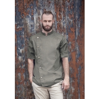 Short-Sleeve Chef Jacket Jeans-Style - Vintage moss green