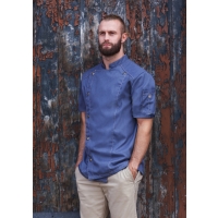 Short-Sleeve Chef Jacket Jeans-Style - Vintage blue