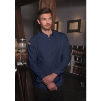 Chef Jacket Green-Generation , from Sustainable Material , 72% GRS Certified Recycled Polyester / 28% Conventional Cotton - Steel blue
