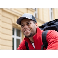 Trucker Mesh Cap , from Sustainable Material , Recycled Polyester - Grey mottled / black