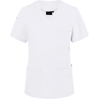 Short-Sleeve Ladies' Slip-on Tunic Essential, from Sustainable Material , 65% GRS Certified Recycled Polyester / 35% Conventional Cotton - White