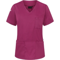 Short-Sleeve Ladies' Slip-on Tunic Essential, from Sustainable Material , 65% GRS Certified Recycled Polyester / 35% Conventional Cotton - Fuchsia