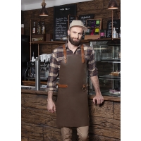 Leather Bib Apron X-Style with Cross Straps - Mocha