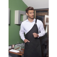 Asymmetrical Bib Apron Classic with Pocket - Black