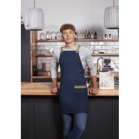 Bib Apron Urban-Look with Cross Straps and Pocket - Steel blue