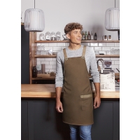 Bib Apron Urban-Look with Cross Straps and Pocket - Cinnamon